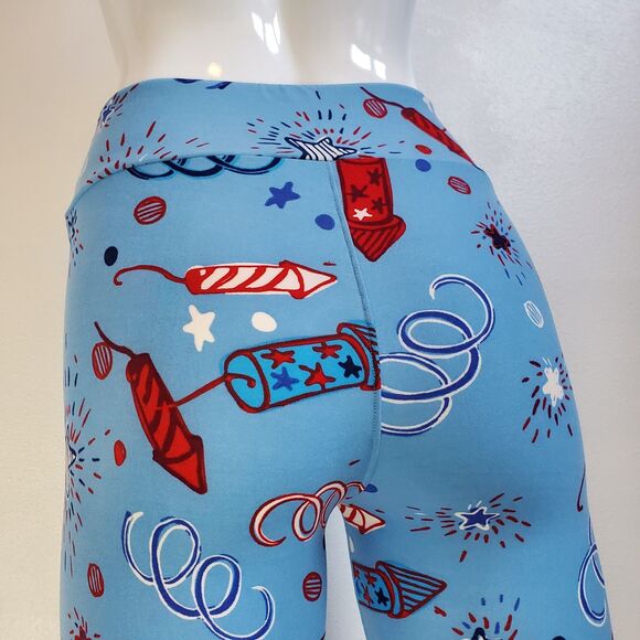 NEW LuLaRoe Light Blue Firework Leggings - Picture 4 of 8